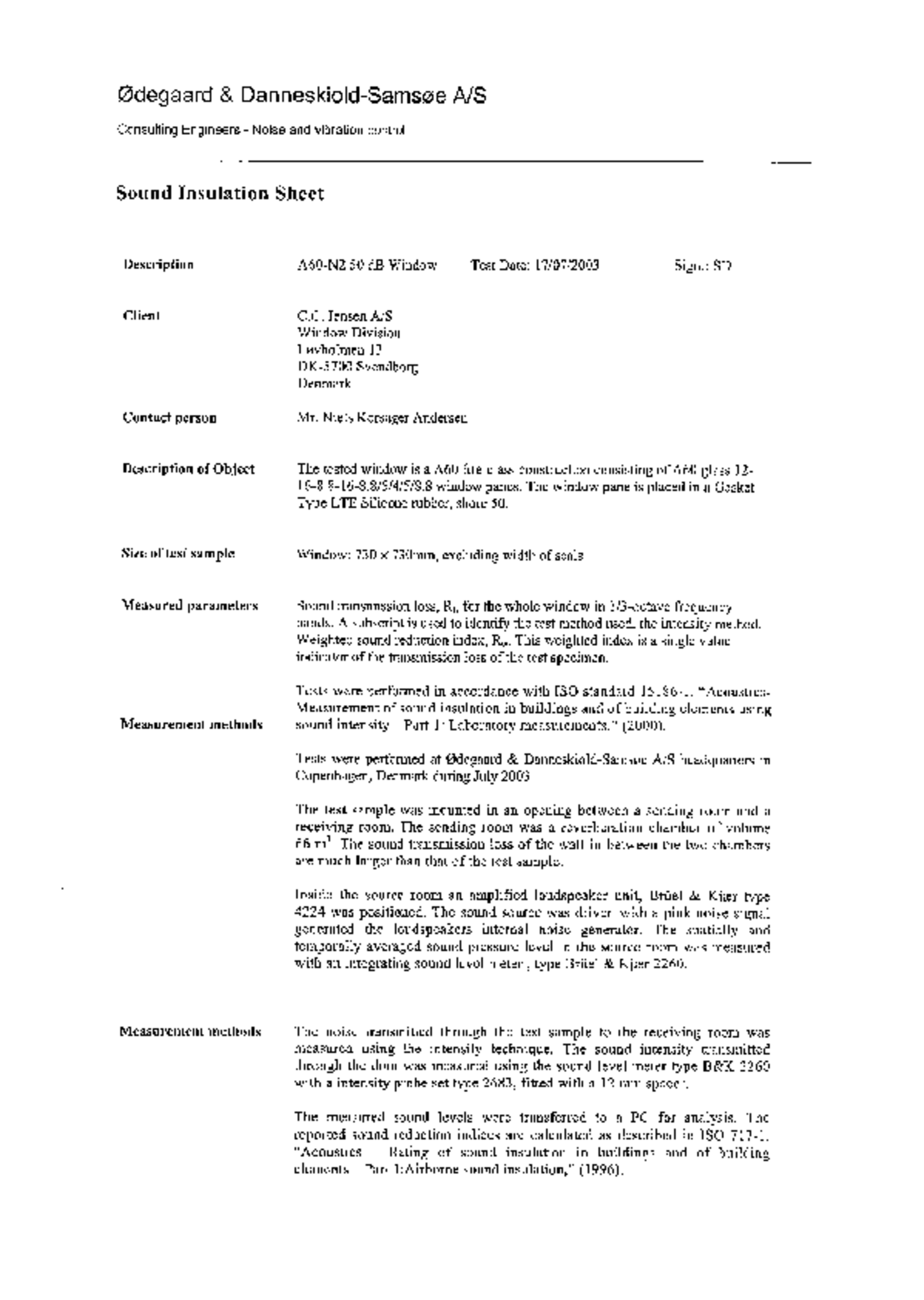 Consulting Engineers - Noise and vibration control, 2003 by Ødegaard & Danneskiold-Samsøe A/S